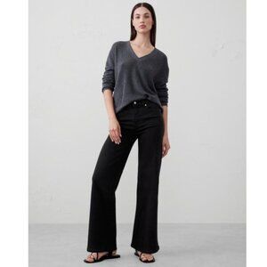 NWT Banana Republic Factory Black Wide Leg High Rise Jean - Size 25